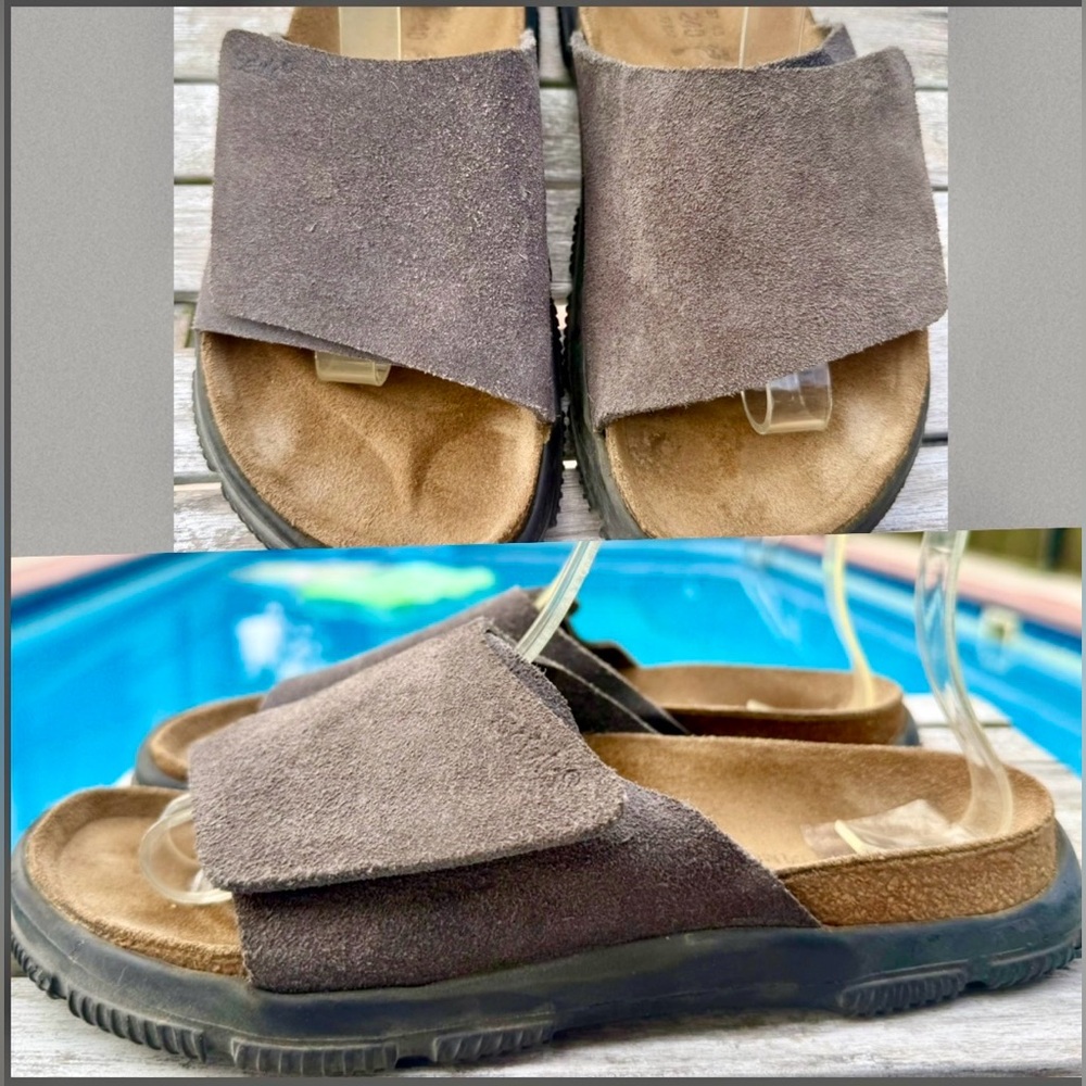 Birkenstock Betula Gray Suede Adjustable Strap Slide Women’s 7